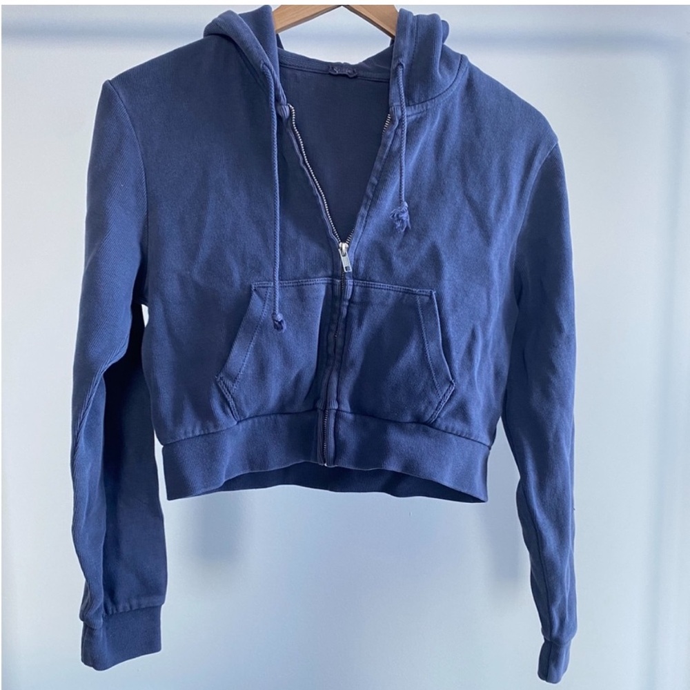 J. Galt Ribbed Cropped Zip Hoodie